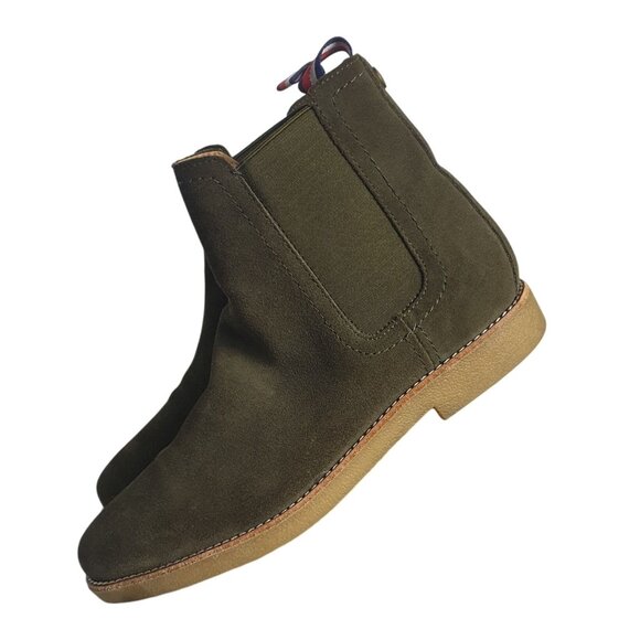 Tommy Hilfiger Mens Suede Chelsea Boots 8 Olive Green Leather Manmade Classic - Picture 4 of 9